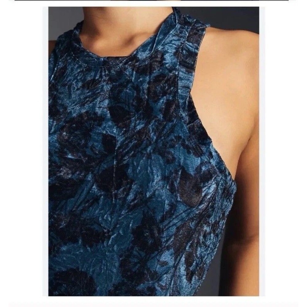 NWT Anthropologie Pilcro XS Velvet Racerback Tank Blue Floral Whimsigoth Witchy - Picture 12 of 13